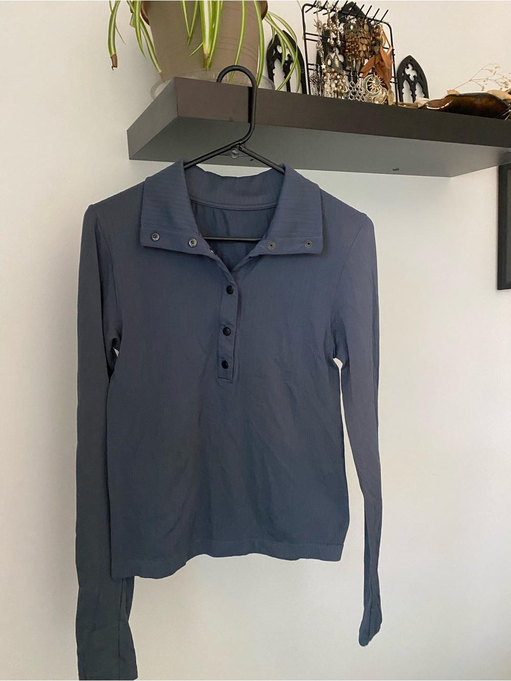 Athleta Steel Blue Button Up